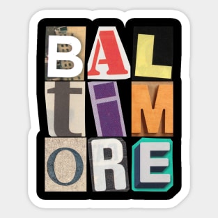 ABSTRACT BALTIMORE WITH VINTAGE LETTERS DESIGN Sticker